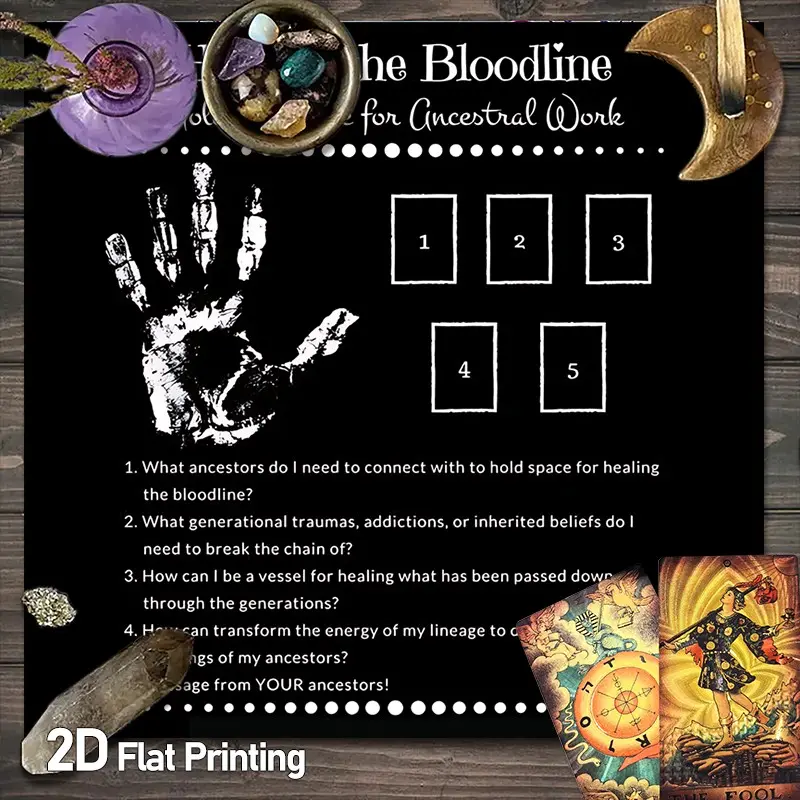 Tarot Card Array Altar Cloth, Divination Astrology Witchcraft Ancestral Energy Spiritual Guidance System Table Cover, and Square Gaming Tablecloth, Perfect Gift for Festivals