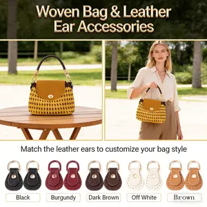 New Niche Collection: Exquisitely Hand-Stitched Ear-Hooks, 1 Pair Bag Metal Buckles & PU Leather Accessories Compatible with All Types of Bags