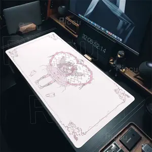Pink White Large Mousepad Aesthetics Love Gaming Mouse Pad Gothic Angel for Office & Gamer Smooth Surface Non-Slip XXL Desk Mat