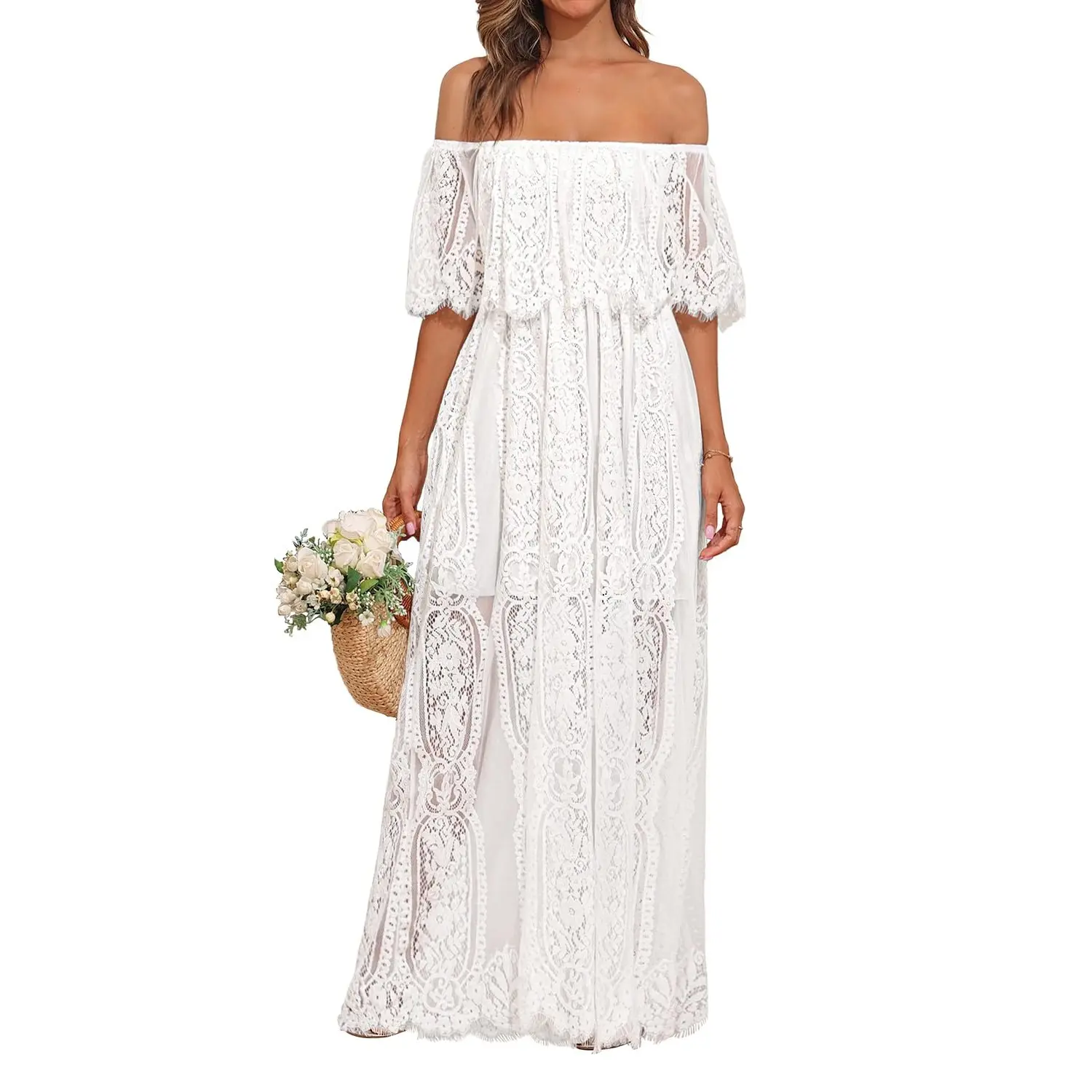 Holipick Women's Off Shoulder Lace Maxi Dress Boho Wedding Guest Bridesmaid Beach Formal Long Dress SwimWeek summervibes - TikTok Shop Holipick Women's Off Shoulder Lace Maxi Dress Boho Wedding Guest Bridesmaid Beach Formal Long Dress SwimWeek summervibes - TikTok Shop