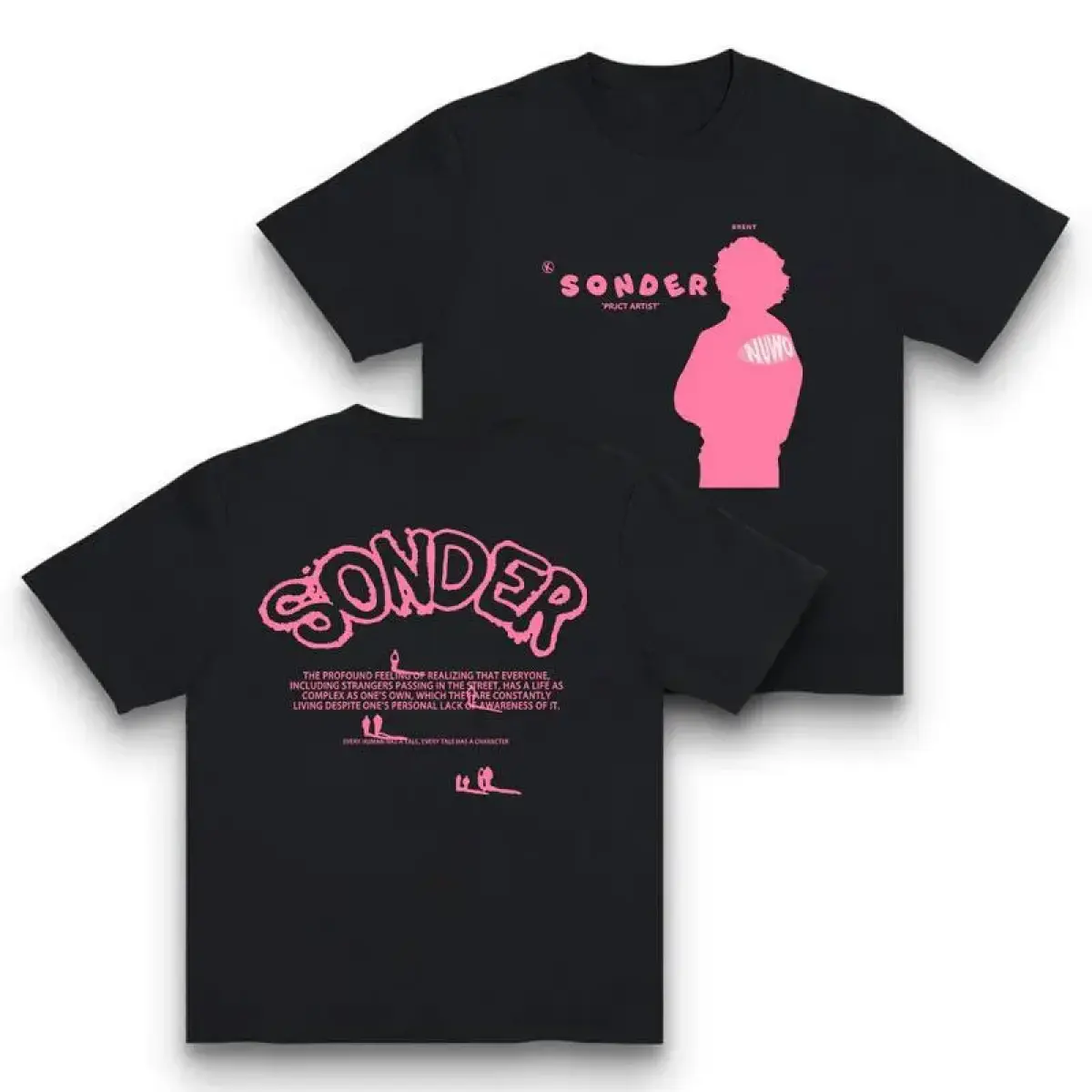 Women's & Men's 180G 100% Cotton Pink Sonder Rap Graphic Tee, Casual Crewneck Streetwear, Digital Print, All Seasons, Lightweight Breathable Soft Comfortable, Made In USA
