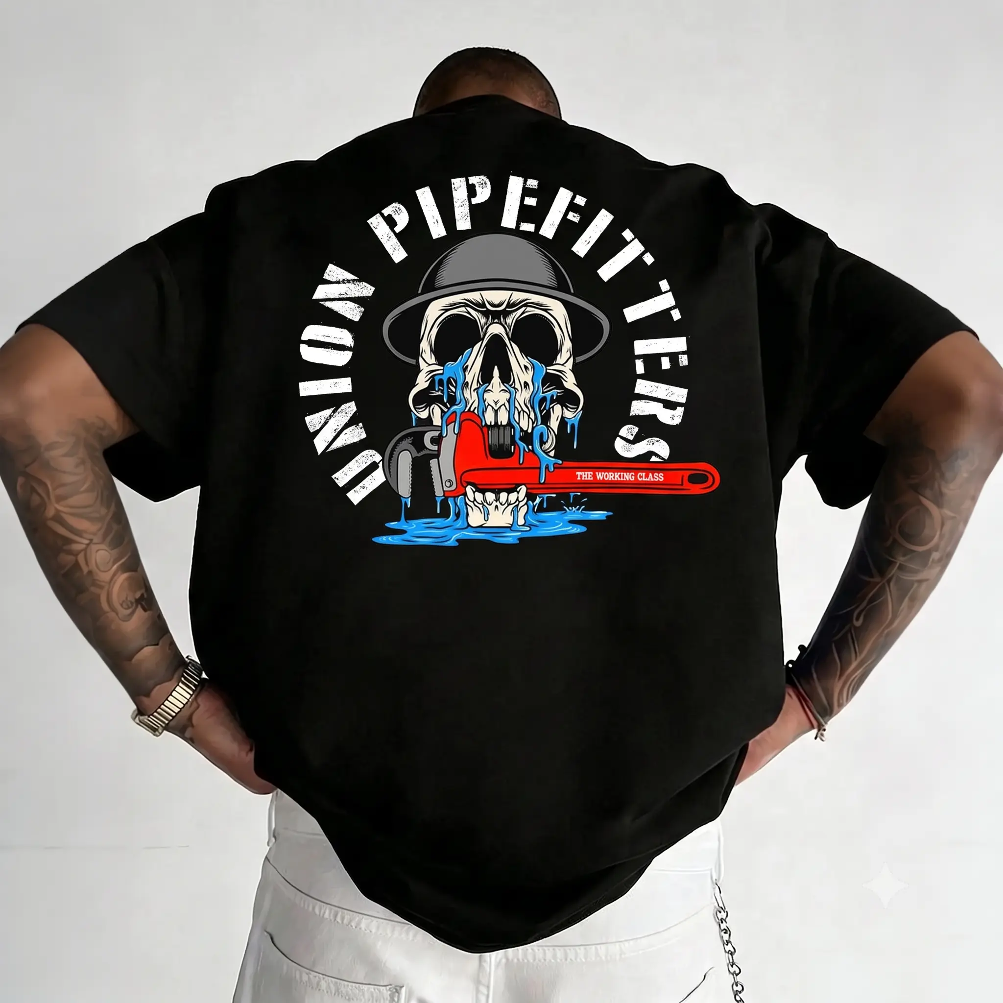 Men's Short-Sleeve T-Shirt - Menswear Top for Union Pipefitters, Plumbers, Proud Blue Collar Construction Workers