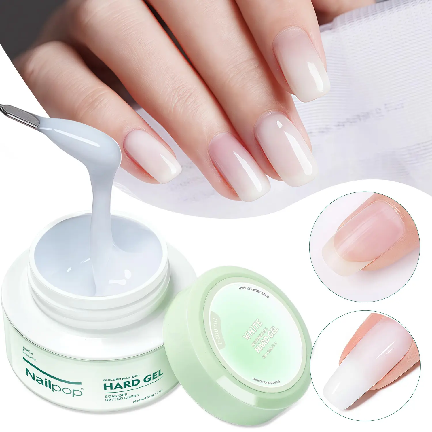 30g Nailpop Builder Hard Gel 5-in-1 Nail Extension Shaping Gel No Wipe Milk Color for Beginners/Salon Polish Nail Art