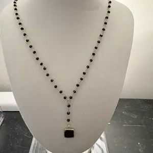 Black Spinel Citrine Pendant Y Necklace