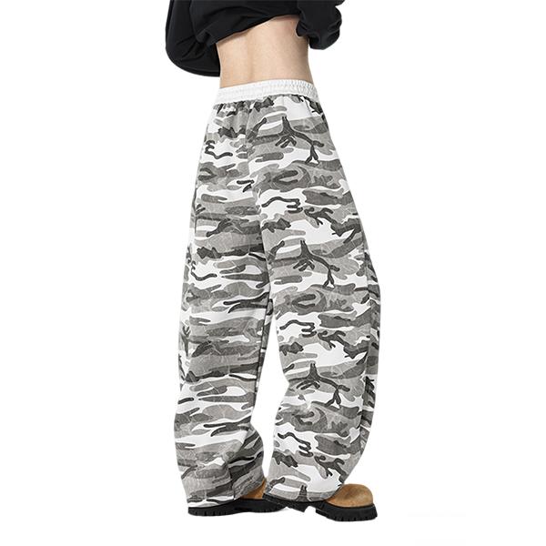 Men's Camouflage Wide Leg Drawstring Pants, Casual Baggy Cargo Trousers, Perfect for Street, Skate, Daily & Streetwear