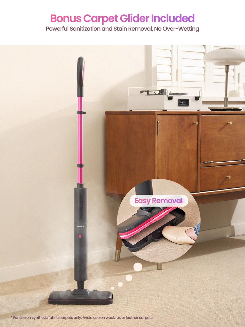 Schenley Pocket Steam Mop with Microfiber Pads & Carpet Glider for Easy Maintenance and Smooth Floor Surface Cleaning Tools