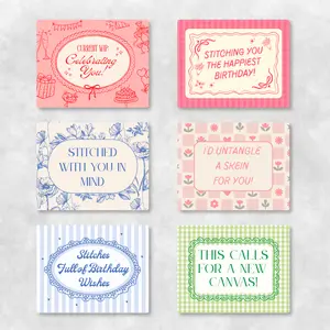 Needlepoint Greeting Cards Set of 6 | Assorted Designs with Envelopes | Funny Cards for Stitchers | Needlepoint Gift