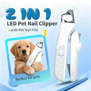 2 IN 1 Pet Nail Clipper and Nail File - Be Friendly for the Beginer, with LED Light for Pet with the light Nails,Precise Cat & Dog Nail Trimmer For Safe