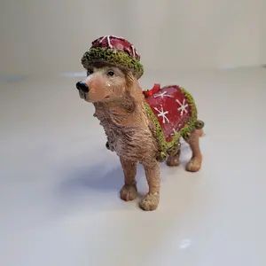 Christmas Golden Lab Ornament - Holiday Decorative Figure with Festive Red and Green Outfit. Great as a gift or a decoration in your own home.