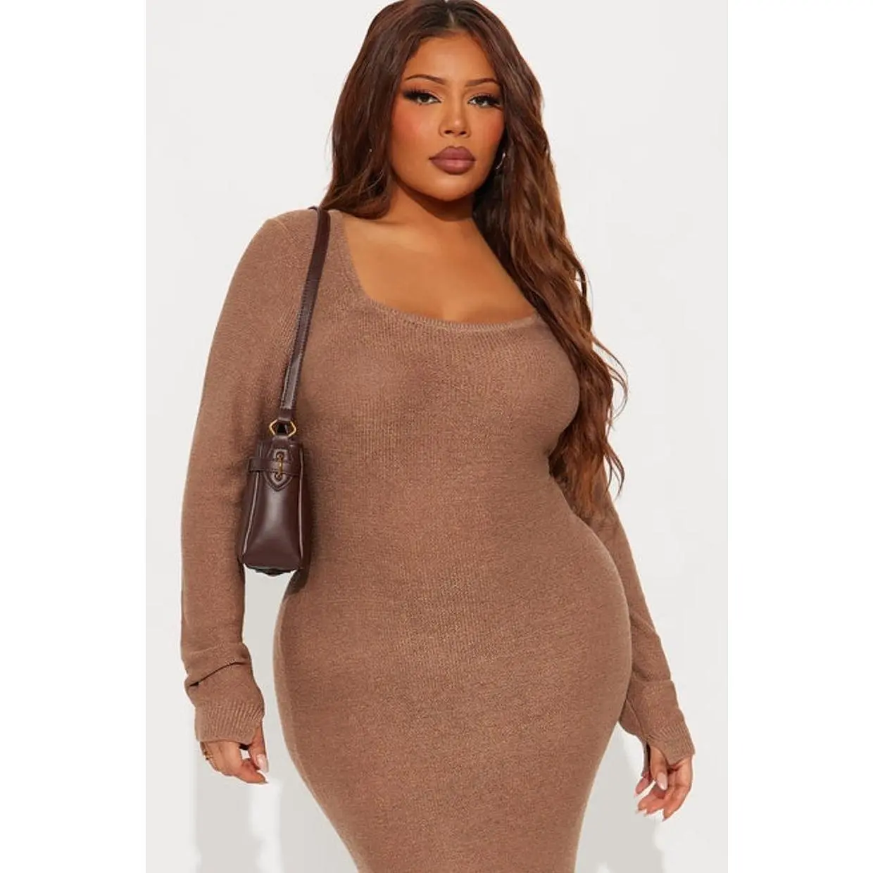 Delany Long Sleeve Knit Maxi Dress - Mocha 0 - TikTok Shop Delany Long Sleeve Knit Maxi Dress - Mocha 0 - TikTok Shop