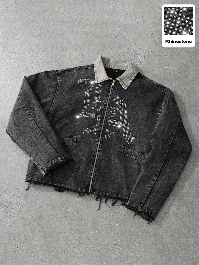 denim jacket men y2k black - TikTok Shop