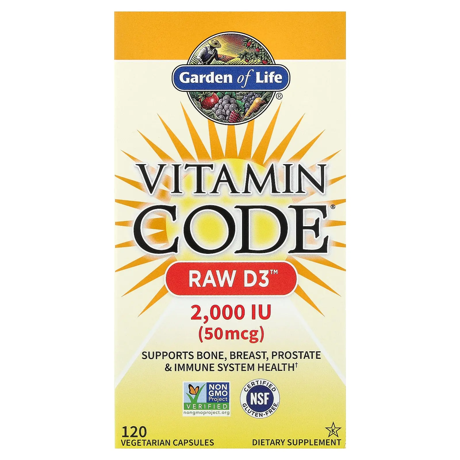 Garden of Life Vitamin Code®, RAW D3™, 120 Vegetarian Capsules