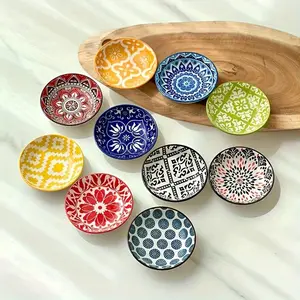Ceramic Dipping Bowl Set, 10pcs Colorful Flower Pattern Seasoning Bowl, Multifunctional Dinnerware Sauce Bowl, Serving Bowls for Home Kitchen Restaurant, Ceramic Pasta Bowls, Ceramic Salad Bowls