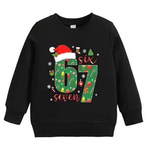 Christmas 67 Kids Sweatshirt, Six Seven Christmas Hat Theme Fashion Print, Comfortable Soft Fabric, Holiday Christmas Gift Essential