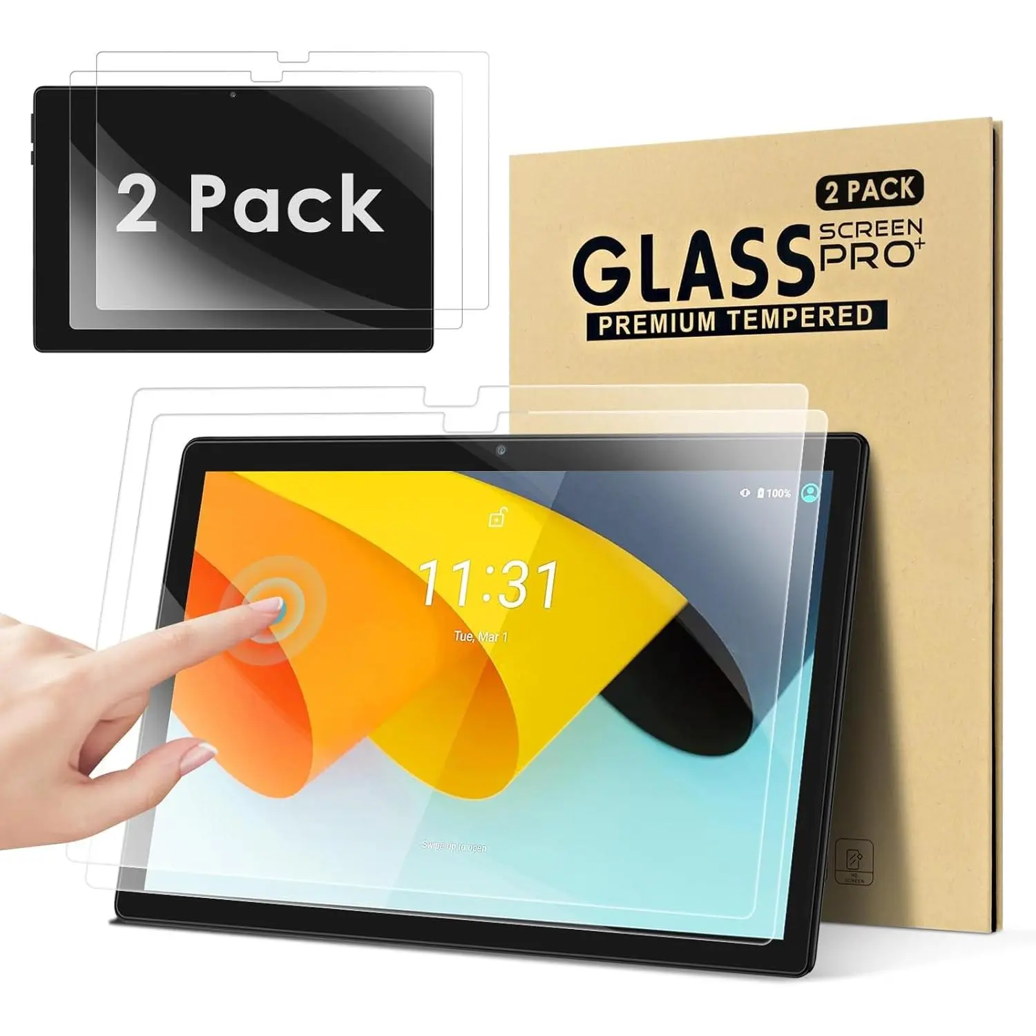[2-PACK] Specific Tempered Glass Screen Protector for BYYBUO SmartPad A10_L 10.1in Android Tablet, 9H Hardness, Protective Flat Design, Ultra-Clear, Case-Friendly, Touch-Sensitive, Bubble-Free, Anti-Scratch, Easy-Installation for Everyday Use