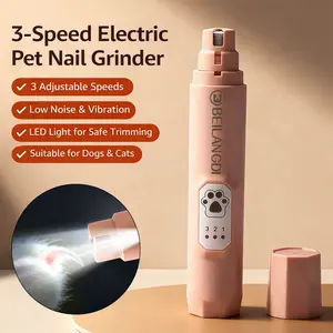 Rechargeable Pet Nail Grinder for Dogs & Cats with LED Light, 3-Speed Low Noise Electric Nail Trimmer