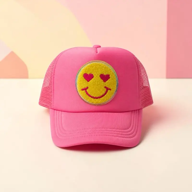 Smile Trucker Hat hot pink Adults unisex