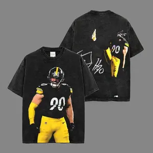 Game Day Outfit T.J. Watt 90 Acid Washed Lightweight 100_ Cotton T-Shirt, The Steelers Shirt, Sunday Football Shirt, Game Day Shirt