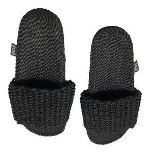 The Full Nelson Black Woven Slides | Ultra-Soft Comfort Slip-On Slippers | Trendy Braided Sandals for Men
