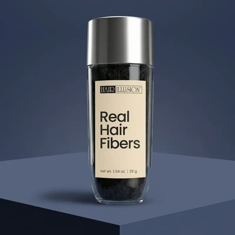 Hair Illusion 100% Real Hair Fibers For Men & Women Conceal Thinning Hair, Bald Spots, Beards, Hairline, Edge Enhancements, Natural Non Synthetic