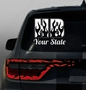 HB Holler Boy, Creek Squad, Flame version, Vinyl Window Decal - Universal Car Sticker for Vehicle Windows, Boats, RVs, Office Desks & Laptops - Stylish Car Merch & Car Accessories - All 50 States Available