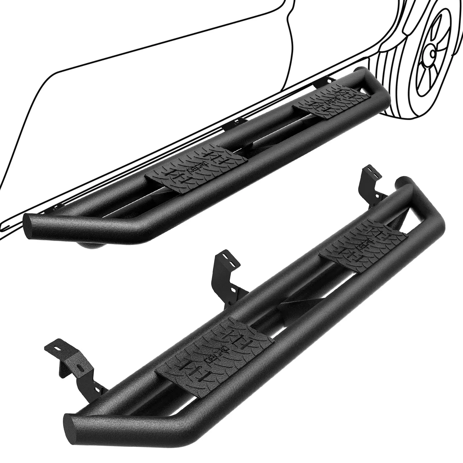 【fathersdaygift】OEDRO 6" Running Boards Replacement for 2007-2021 Toyota Tundra Double Cab(2 Half-Size Rear Doors), Textured Black Side Step Nerf Bars