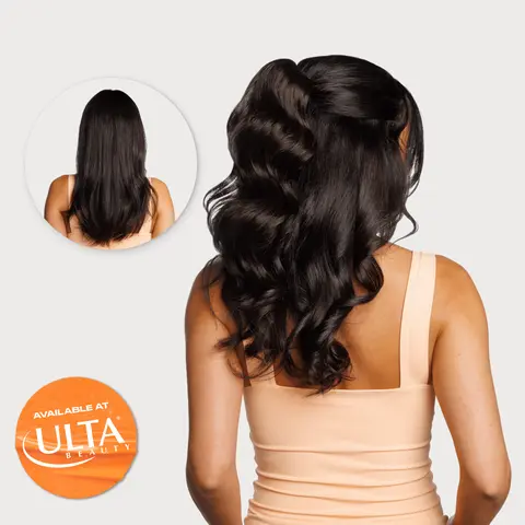 INH Hair Emily 14in Synthetic Pre Styled Short Wavy Curly Ponytail Extensions with Mini Claw Clip for Secure Half Up Half Down Styles 90g