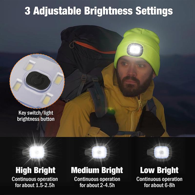 Bluetooth Beanie with Light, Unisex USB Rechargeable  LED Flashlight Hat with Cordless Headphones, Unique Christmas Birthday Gifts for Men Husband Teen Warm