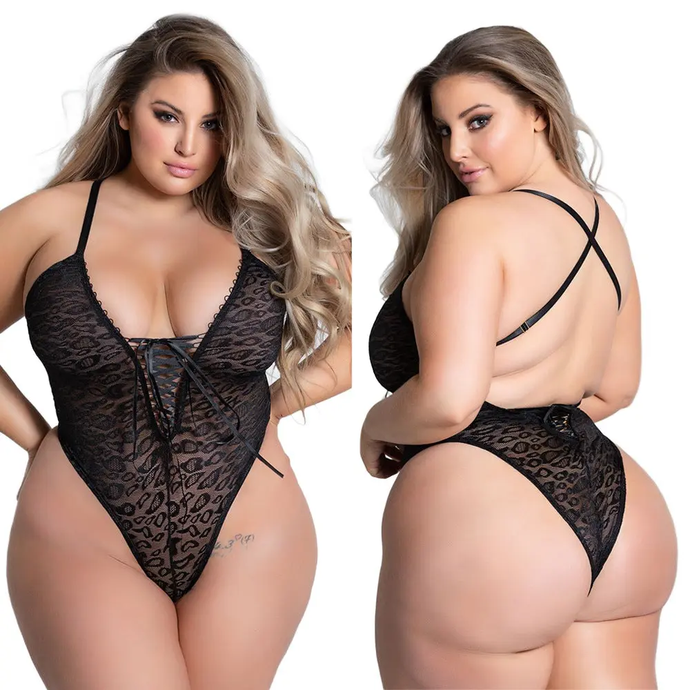 Black Leopard See-Through Sexy Pajamas