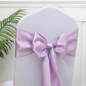 Lavender Chair Sashes 50 Pack, Lavende Bows for Chairs for Wedding Party Birthday Decor, Lilac Chair Ribbons Ties for Folding Chairs