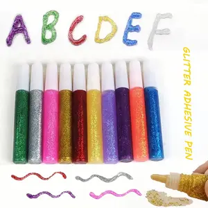 10pcs Colorful Glitter Chalks, Artistic Adhesive Sticks, DIY Drawing Phone Case, Gel Glue Pen, Graffiti Tools, Gold & Silver Color Pens
