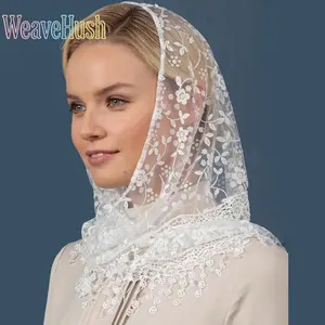 Floral Hollow Lace Triangle Silk Scarf, solid color breathable lightweight design, versatile women's headscarf, can be worn as neck scarf, hair band or waist decoration, elegant retro style for daily matching and vacation wear.