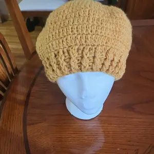 Cozy Knit Beanie Hat in Rich Mustard Yellow - Perfect for Cold Weather Comfort