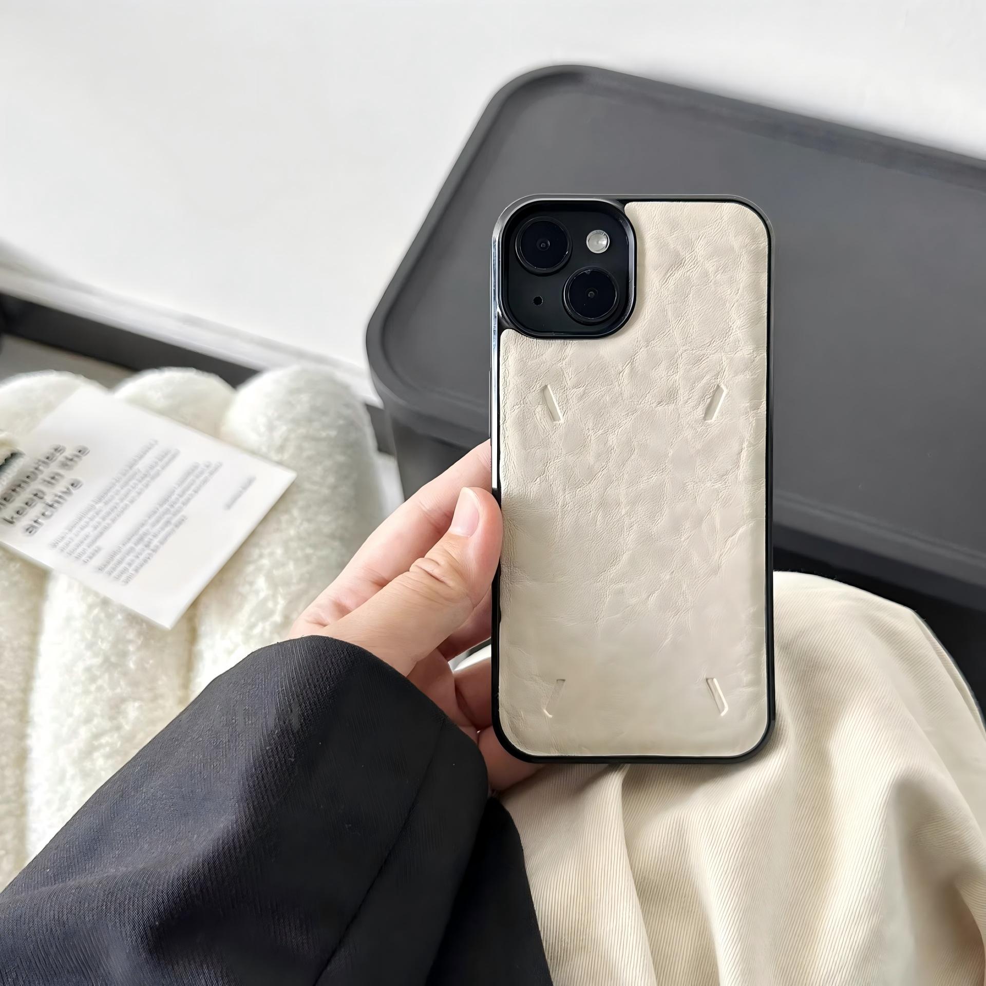 Case & Nova. Luxury minimalist leather phone case with number pattern for iPhone 17 Pro Max, 16, 15, 14, 13 — premium shockproof protective shell junk