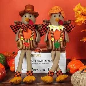 16.5 Inch 2 Pack Stuffed Turkey Couple Doll Thanksgiving Tabletop Decorations Exquisite Handmade Turkey Plush Doll Kit for Autumn Harvest Home and Room Table Ornaments