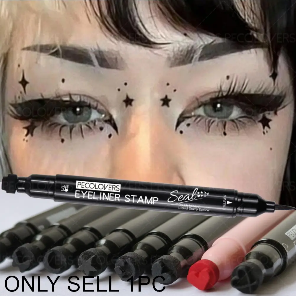 1 PC Quick-Dry Liquid Double Eyeliner – Long-Lasting, Waterproof, Matte Black, Dual-Ended Stamp Pen with Fine Tip for Beginners and Daily Makeup, Eye Makeup Supplies, Graphic Eyeliner, Eyeliner Cosmetic