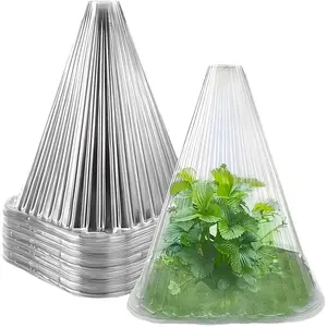 20 pieces of transparent high-end indoor and outdoor dual use, special transparent protective cone for seedling, breathable mesh anti-infringement seedling cover, stable and anti-down with ground nails, outdoor anti-freeze durable planting plant cover