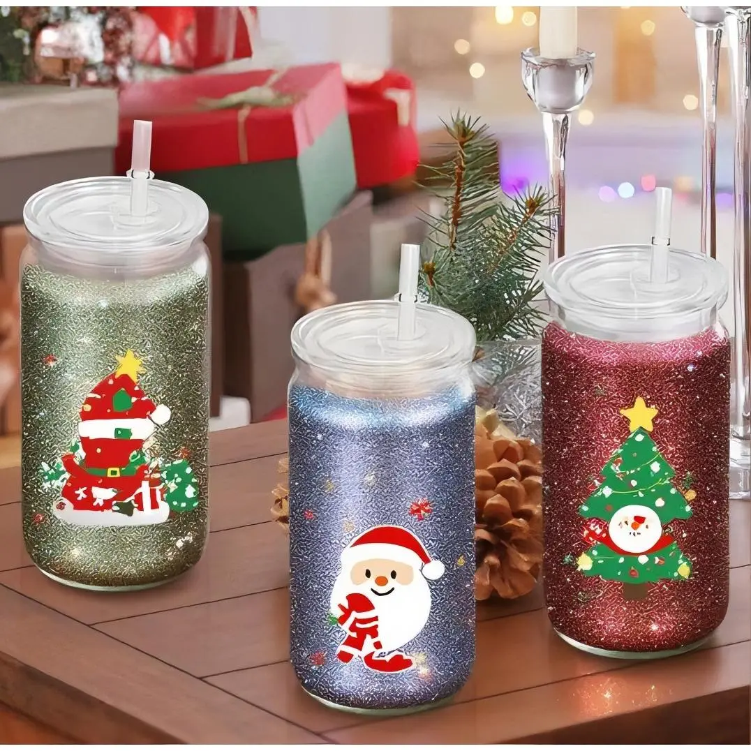 Custom Snowglobe Cups 16 oz with Glitter Add Ins and Wrap for Festive Drinks