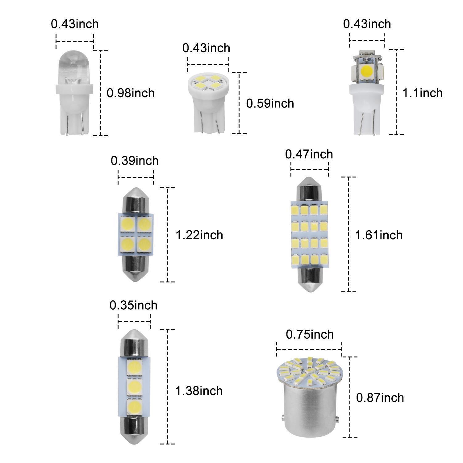 56Pcs Car LED Interior Light Kit 6000K Super Bright White Bulbs Set for Dome Map Door Trunk License Plate Lights Energy-Saving Long-Lasting Universal Fit Easy Installation gauge cluster