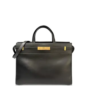 Pre-owned Yves Saint Laurent Leather tote bags Small Manhattan Shopper Tote Smooth Calfskin Black (kc030126d6)