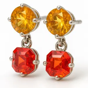 Citrine & Padparadscha Sapphire Drop Earrings – Orange Gemstone Dangle Jewelry in Sterling Silver or Gold, Unique Luxury Gift for Her