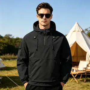 Men'S Casual Hooded Jacket – Lightweight Outdoor Streetwear Windbreaker Coats,Half-Zip Anorak Jacket Coat,Pullover Anorak,Windbreaker Menswear Tops Long Sleeve