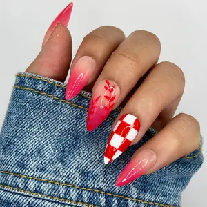 Pink Anime Ombre Press On Nails, Glue On Nails, Handmade Reusable Press On Nails, 3D Gel Acrylic False Nails, Kawaii Aesthetic Gift