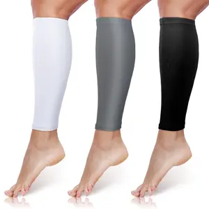 3 Pairs Calf Compression Sleeves for Men And Women Football Leg Sleeve Footless Compression Sock for Running Athlete Cycling (Black, White, Gray, X-Large)
