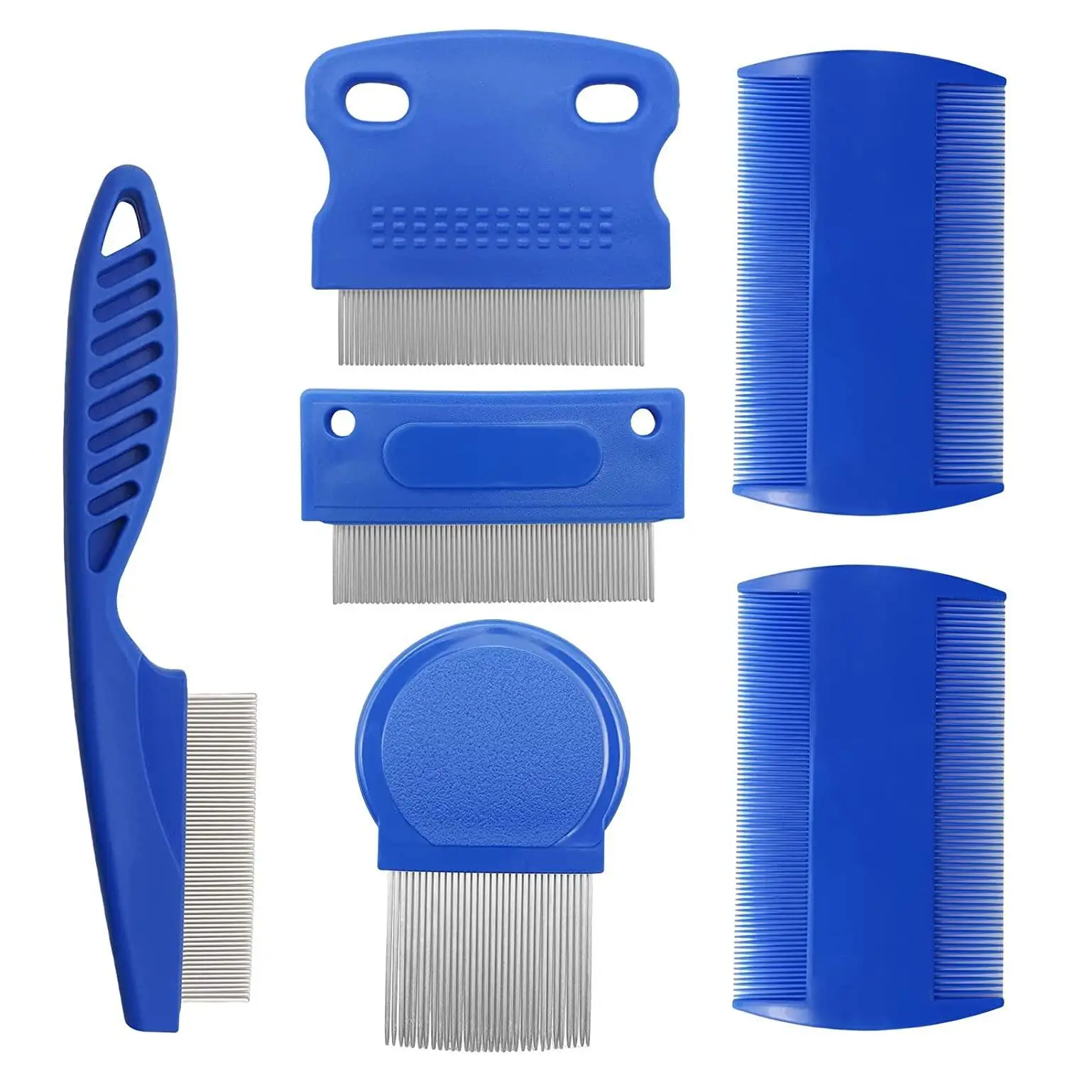 6pcs/set Multifunctional Pet Hair Comb, Anti-Flea Pet Grooming Comb, Metal Pet Hair Grooming and Shedding Slicker Brush for Dogs & Cats, Great for Hom