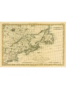 Posterazzi DPI1859938LARGE Map of Newfoundland Nova Scotia & Eastern Canada Circa. 1760 From Atlas De Poster Print, Large - 34 x 24