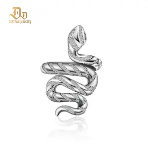 Delzzad Serpentine Snaked Ring D Color VVS Synthetic Moissanite S925 Unisex Vintage Ring Perfect for Everyday Wear Dating Anniversary Mother's Day Christmas Gifts