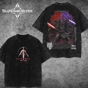 [ superhero tee ] Kylo Ren ss1 Warrior Graphic T-Shirt Sweater Hoodie Double Printed Oversize Lightweight Acid Washed Tee Sci-Fi Fantasy TV Inspired Top Cotton Gift T-Shirt For Comic Lover, Gift T-Shirt For Movie Lover