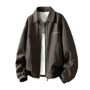 Deconstructed distressed leather jacket for men — loose, casual, versatile workwear/motorcycle style outerwear with a bad-boy cool look