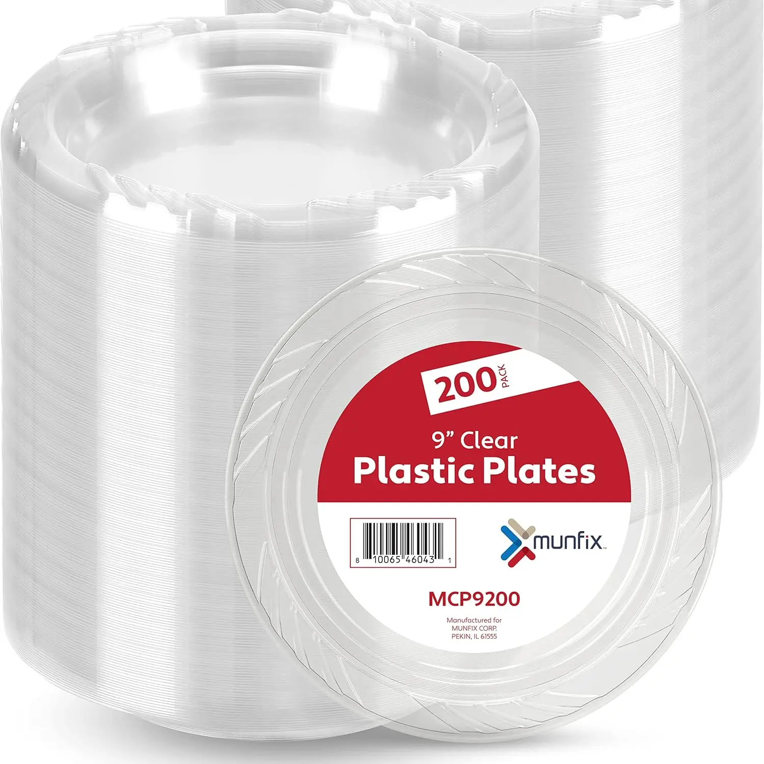 200 Clear Plastic Plates Set - 9 Inch Plastic Dinner Plates, Disposable Plates Bulk Pack, Party Plates for BBQ, Picnic, Parties, Travel and Events, Microwavable Recyclable